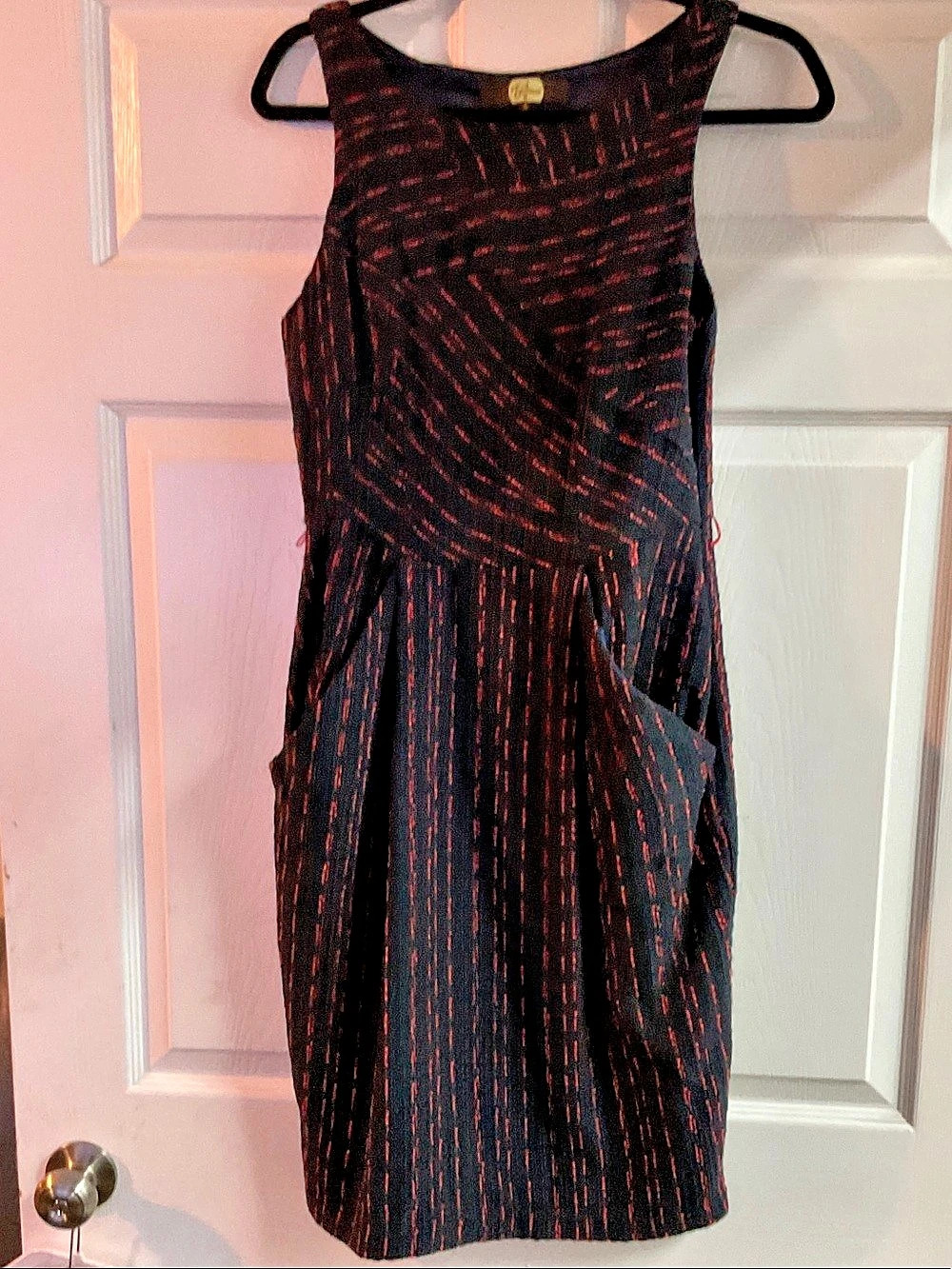 Evanescence Navy & Red Geometric Mini Dress Size 6